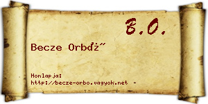 Becze Orbó névjegykártya